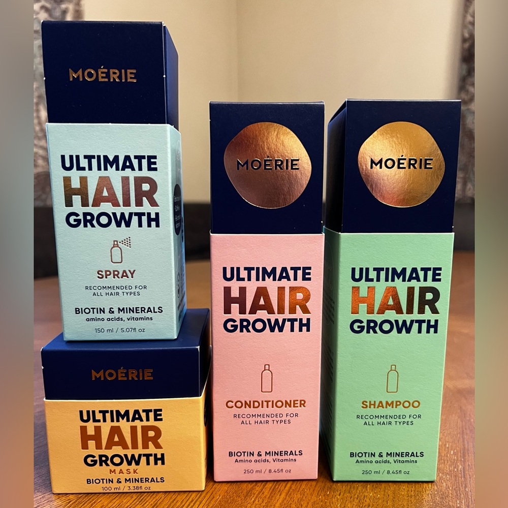 Moérie Ultimate Growth & Repair Hair Set - shampoo/conditioner/spray/mask
